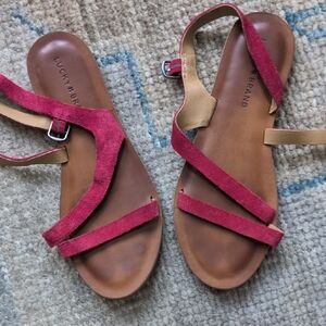 Lucky Brand Red and Brown Sandals with Adjustable Straps